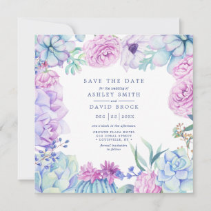 Watercolor-Sukkulenten Floral Pastell Aufbewahrung Save The Date