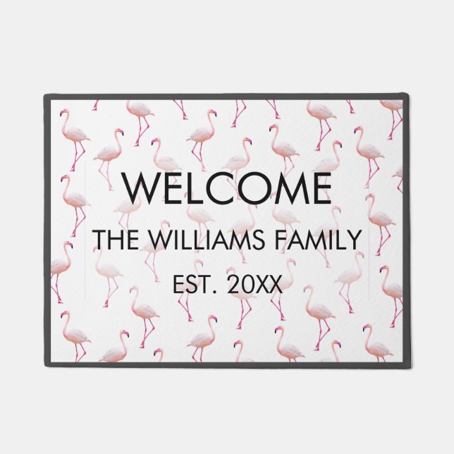 Watercolor Summer Flamingo Pattern Fußmatte (Vorderseite)