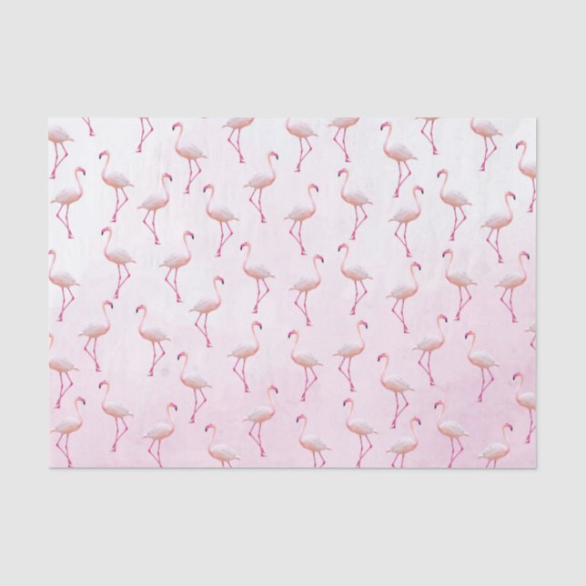 Watercolor Summer Flamingo Pattern Seidenpapier (Vorderseite)