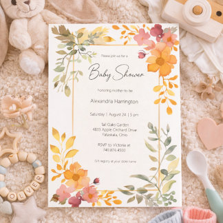 Watercolor Summer Floral Baby Shower  Einladung