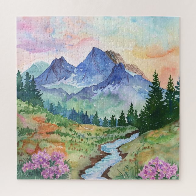 Watercolor Summer Mountain (Vertikal)