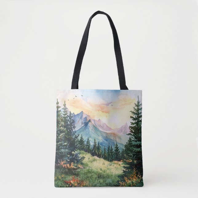 Watercolor Summer Mountain Tasche (Vorderseite)