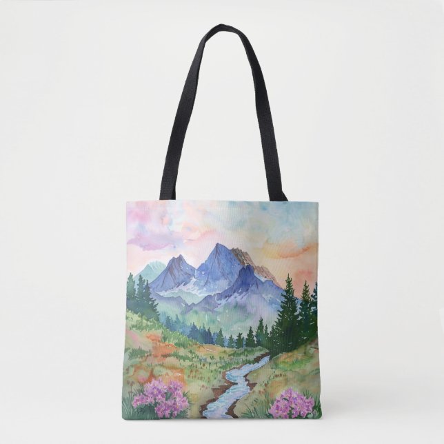 Watercolor Summer Mountain Tasche (Vorderseite)