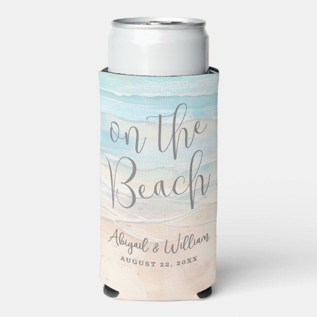 Watercolor Summer On The Beach Wedding Selters Dosenkühler (Seltzer Vorderseite)