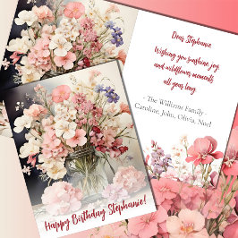 Watercolor Summer Pink Bouquet Geburtstag Karte
