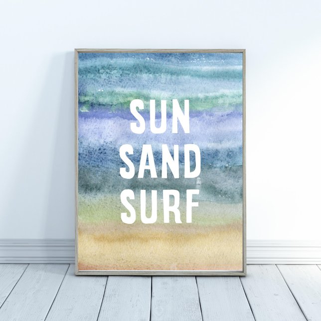 Watercolor Sun Sand Surf Nursery Art Print Poster (Von Creator hochgeladen)
