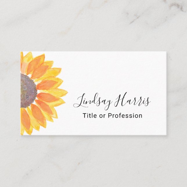Watercolor Sunflower Carte de visite professionnel (Devant)