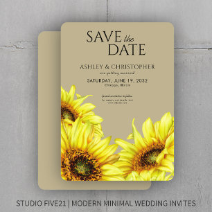 Watercolor Sunflower Khaki Polterabend Save The Date