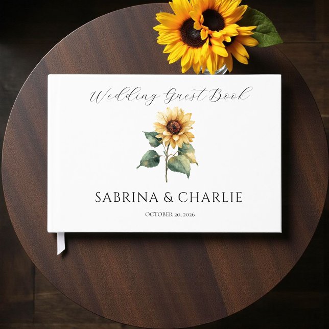 Watercolor Sunflower Rustic Floral Wedding Gästebuch (Von Creator hochgeladen)