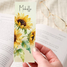 Watercolor Sunflowers Bookmark