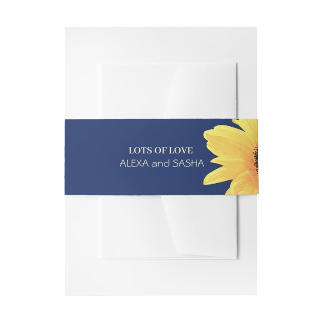 Watercolor Sunflowers dark blue Wedding Einladungsbanderole (Vorderseite Beispiel)