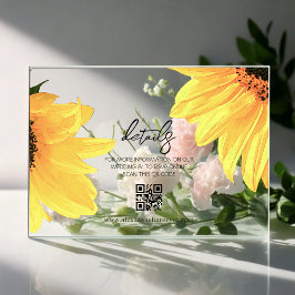 Watercolor Sunflowers Wedding Enclosure Card Acryleinladungen