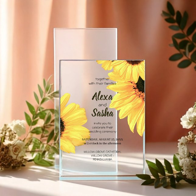 Watercolor Sunflowers Wedding Invitation Acryleinladungen (Von Creator hochgeladen)