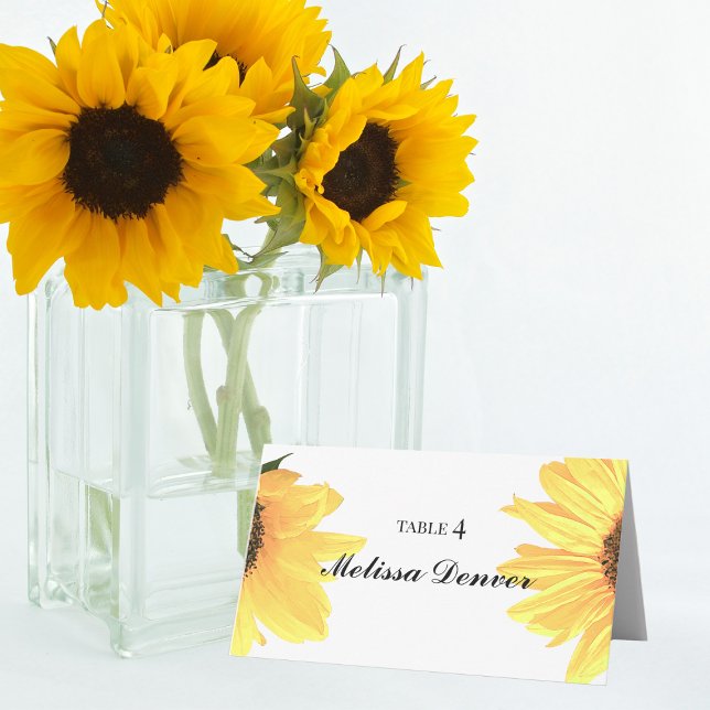 Watercolor Sunflowers Wedding Platzkarte (Von Creator hochgeladen)