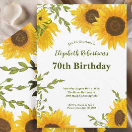 Watercolor Sunflowers Women's 70th Birthday Einladung