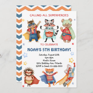 Watercolor Superheroes Invitation de fête d'annive