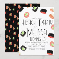 Watercolor Sushi Teen Birthday Hibachi Restaurant