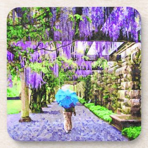 Watercolor-Szene der Wisteria Getränkeuntersetzer