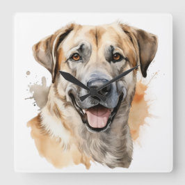 WATERCOLOR TAN ANATOLIAN SHEPHERHERHERDOG QUADRATISCHE WANDUHR