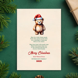 Watercolor Teddy Bear Christmas Greeting Card Einladung