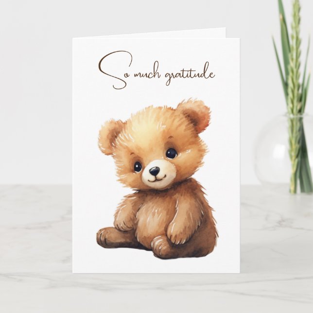 Watercolor Teddy Bear Vielen Dank Karte (Vorderseite)