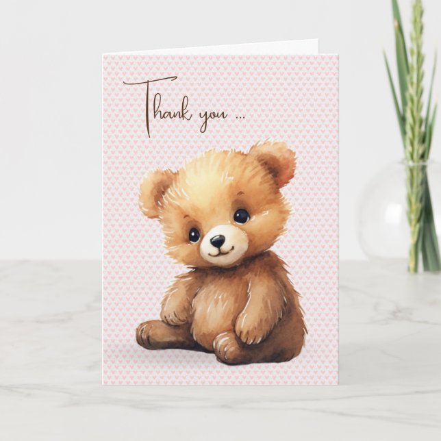 Watercolor Teddy Bear Vielen Dank Karte (Vorderseite)