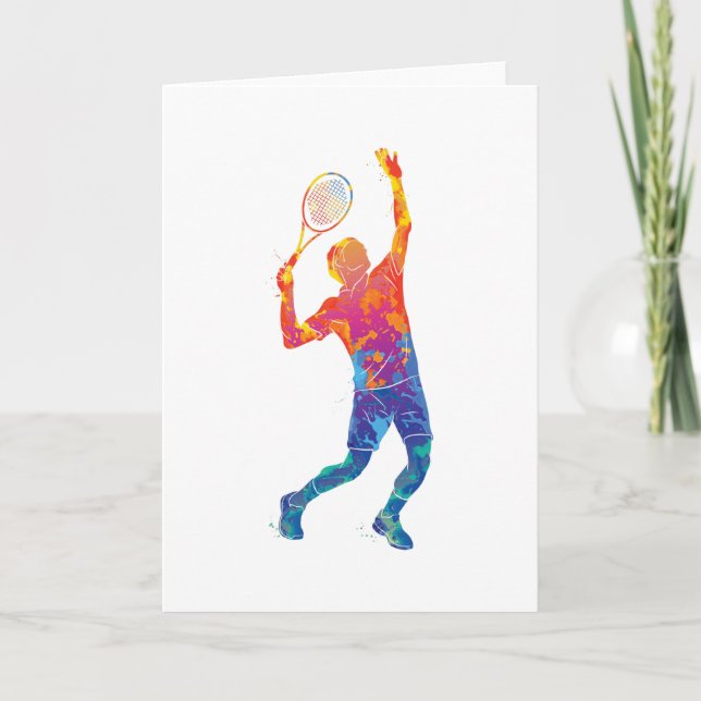 Watercolor Tennis Man Karte (Vorderseite)