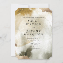 Watercolor Texture Khaki Wedding Einladung