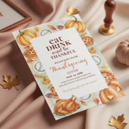 Watercolor Thanksgiving Feast Invitation Einladung
