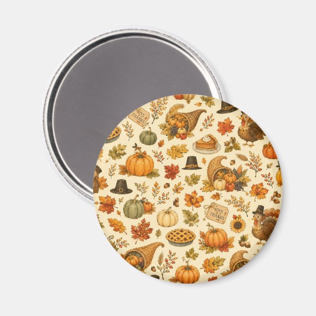 Watercolor Thanksgiving-Muster  Magnet (Vorderseite/Rückseite)