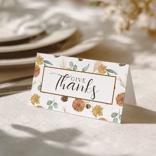 Watercolor Thanksgiving-Platzkarte und Dankbarkeit