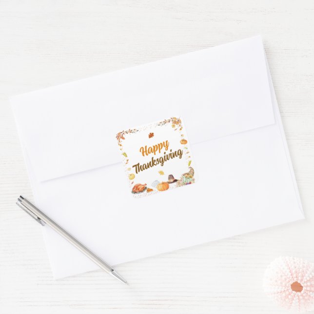 Watercolor Thanksgiving Quadratischer Aufkleber (Umschlag)