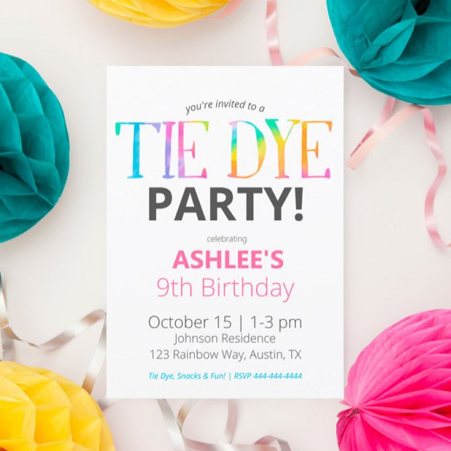 Watercolor Tie Dye Invitation Anniversaire (Créateur téléchargé)