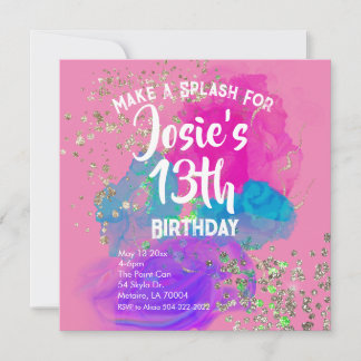 Watercolor Tie Dye Paint Anniversaire Invitation