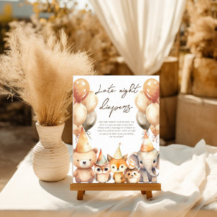 Watercolor-Tiere Baby Shower Späte Nacht Windeln Poster