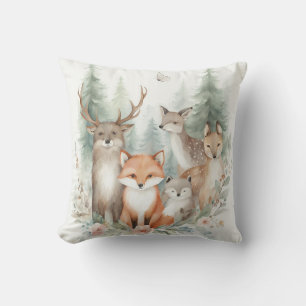 Watercolor-Tiere in Holz Kissen
