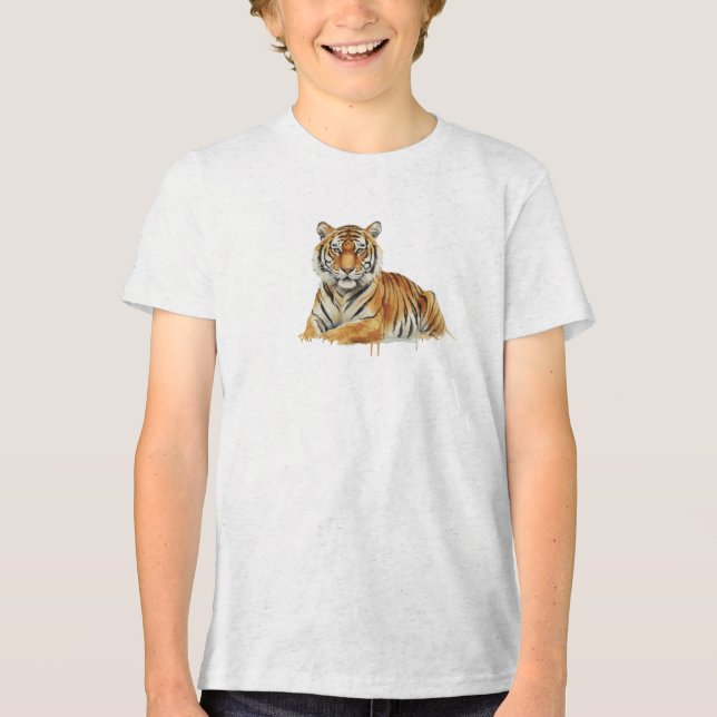 Watercolor Tiger Illustration – Majestic Wildlife  Tri-Blend Shirt (Vorderseite)
