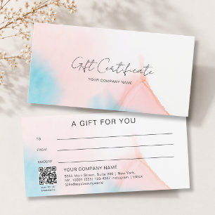 Watercolor-Tinte QR-Code-Geschenkgutschein