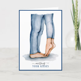 Watercolor Tiptoe Kiss | Ich vermisse dich Feiertagskarte