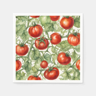 Watercolor Tomato Vine Pattern | Botanical Garden Serviette