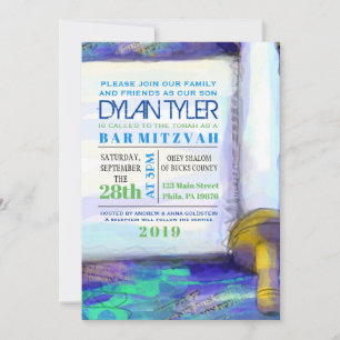 WATERCOLOR TORAH Bat mitzvah Invitation Invitation