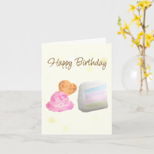 Watercolor-Torte Stück und Eis Geburtstagskarte Karte