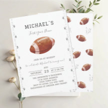 Watercolor touchdowns american football baby showe