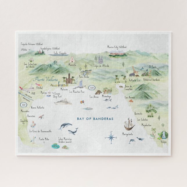 Watercolor Travel Postcard | Puerto Vallarta (Horizontal)