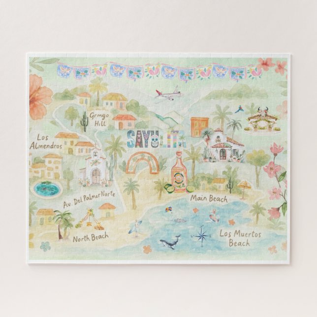 Watercolor Travel Postcard | Sayulita Mexico (Horizontal)