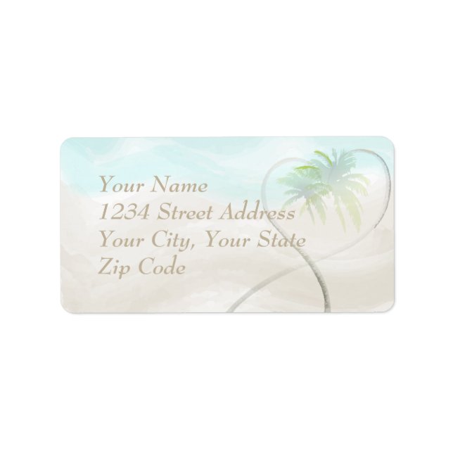 Watercolor Tropical Beach Wedding Label Adressaufkleber (Vorne)