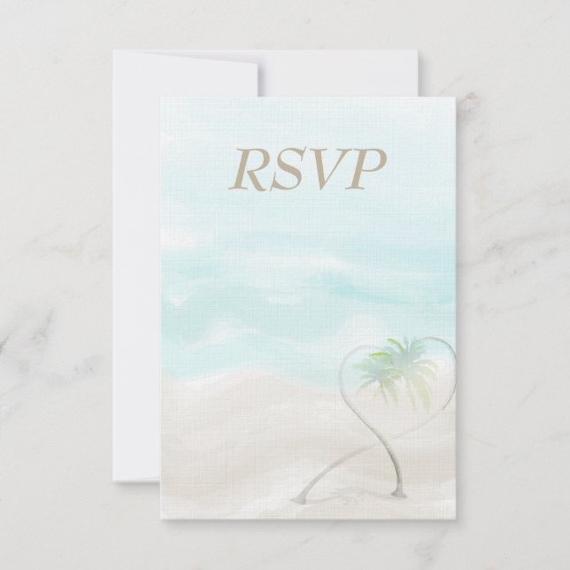 Watercolor Tropical Beach Wedding UAWG RSVP Karte (Vorderseite)