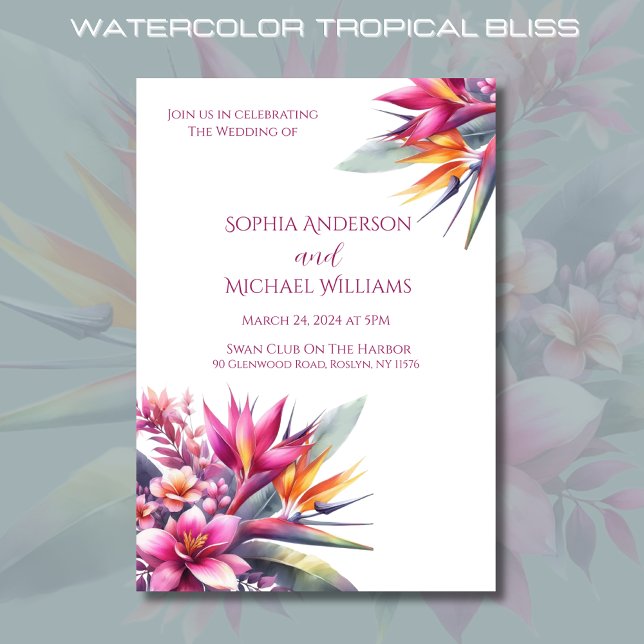 Watercolor Tropical Bliss Wedding Thema Einladung (Watercolor Tropical Bliss Wedding Collection- Invitation)