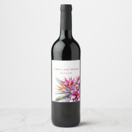 Watercolor Tropical Bliss-Wedding Weinetikett