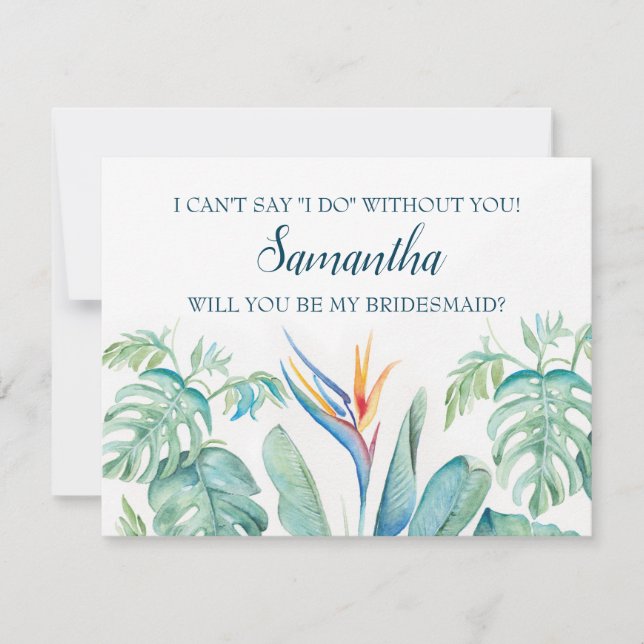 Watercolor Tropical BRIDESMAID VORSCHLAG Karte (Vorderseite)